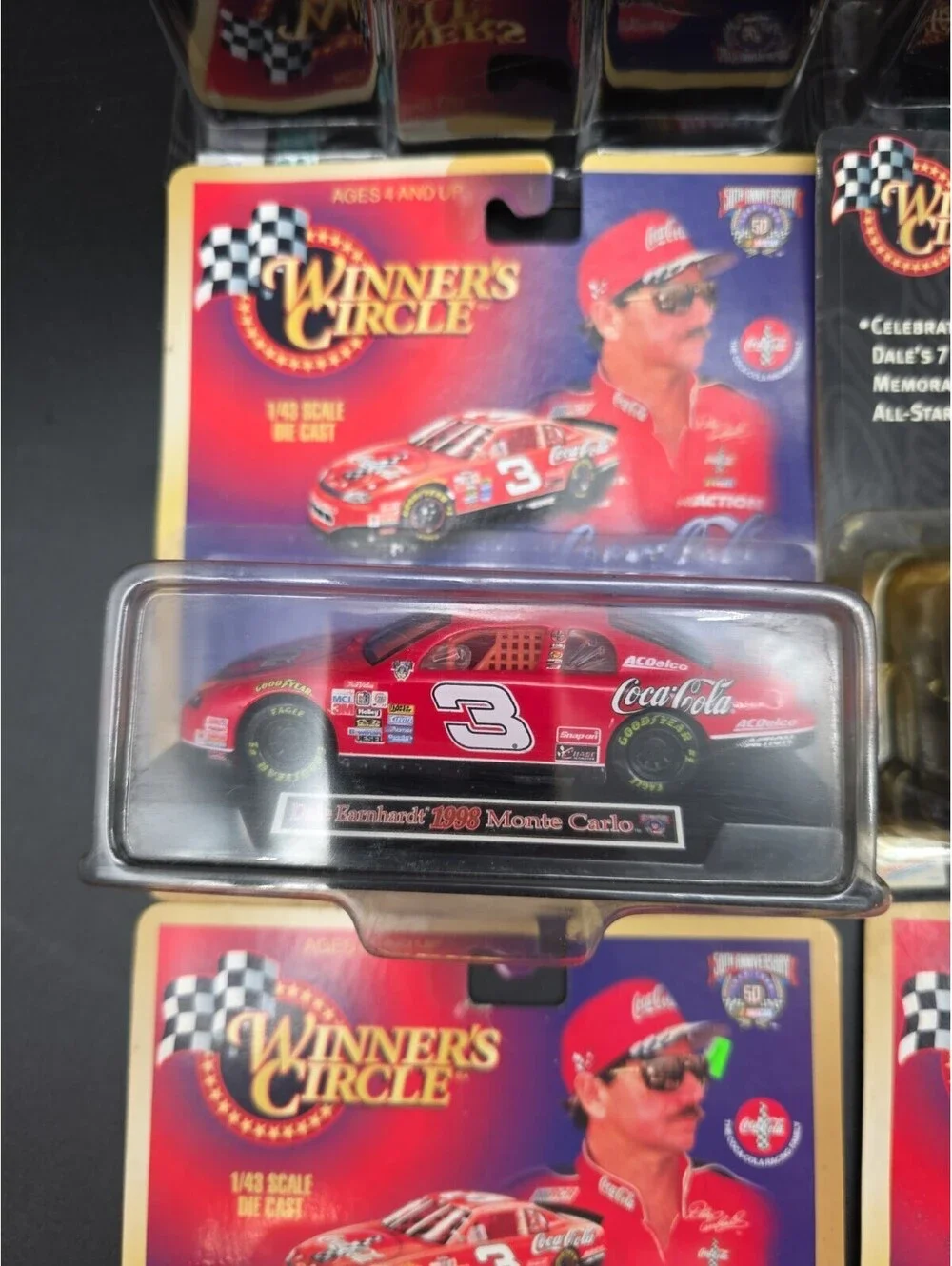NOS VTG Dale Earnhardt Sr. & Jr 1/32 Scale Diecast Cars Nascar Coke Goodwrench